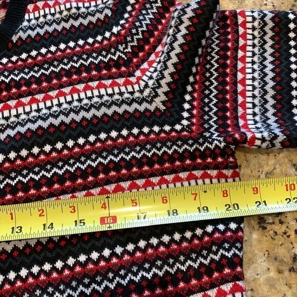 Fair isle cardigan sweater size medium petite red black - Picture 8 of 8